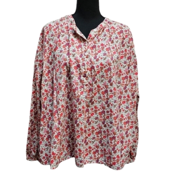 Universal Thread Floral Pull Over Top Red & White Size XXL - Picture 1 of 8